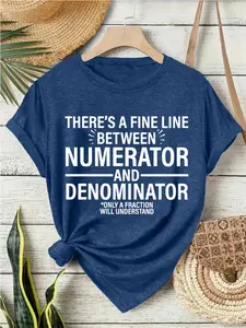 Math Equation Print Vintage Style Women's Summer Casual Sports Top, Round Neck Short Sleeve T-Shirt, Comfortable Breathable Fit S-Xxl