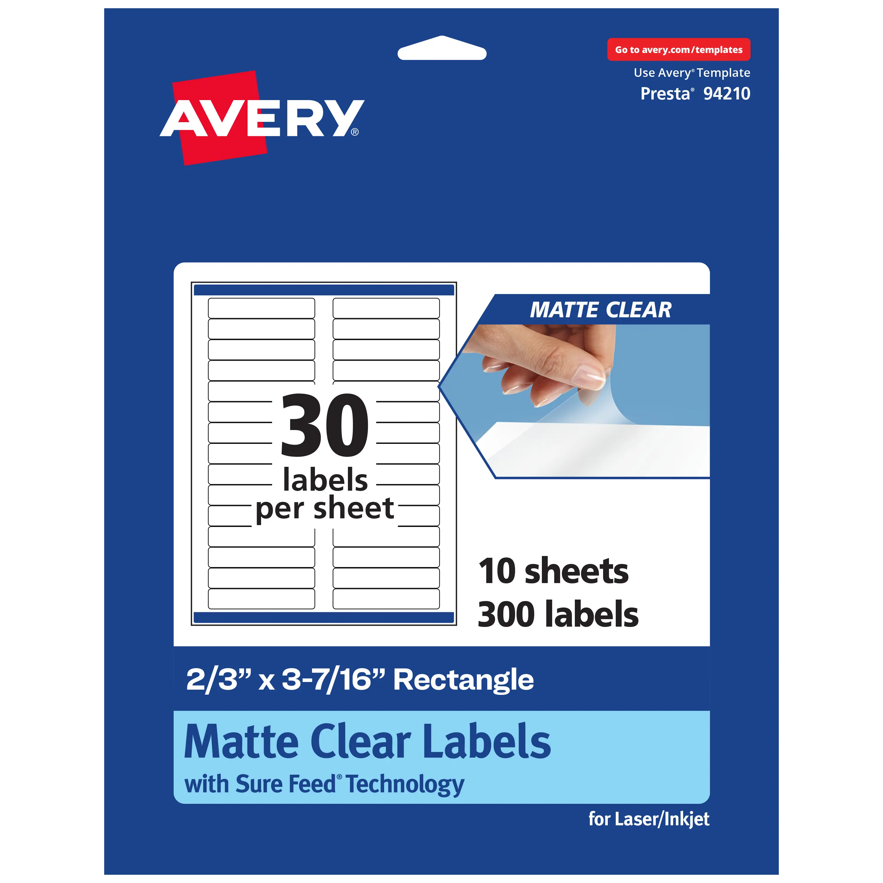 Avery Matte Clear Labels,  2/3" x 3-7/16" Rectangle