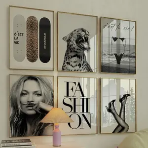 Stockholm Style Aesthetic Room Decor Poster Prints Set - Trendy Black and White Photography Wall Art - Cool Teen Girl Bedroom or Dorm Decor