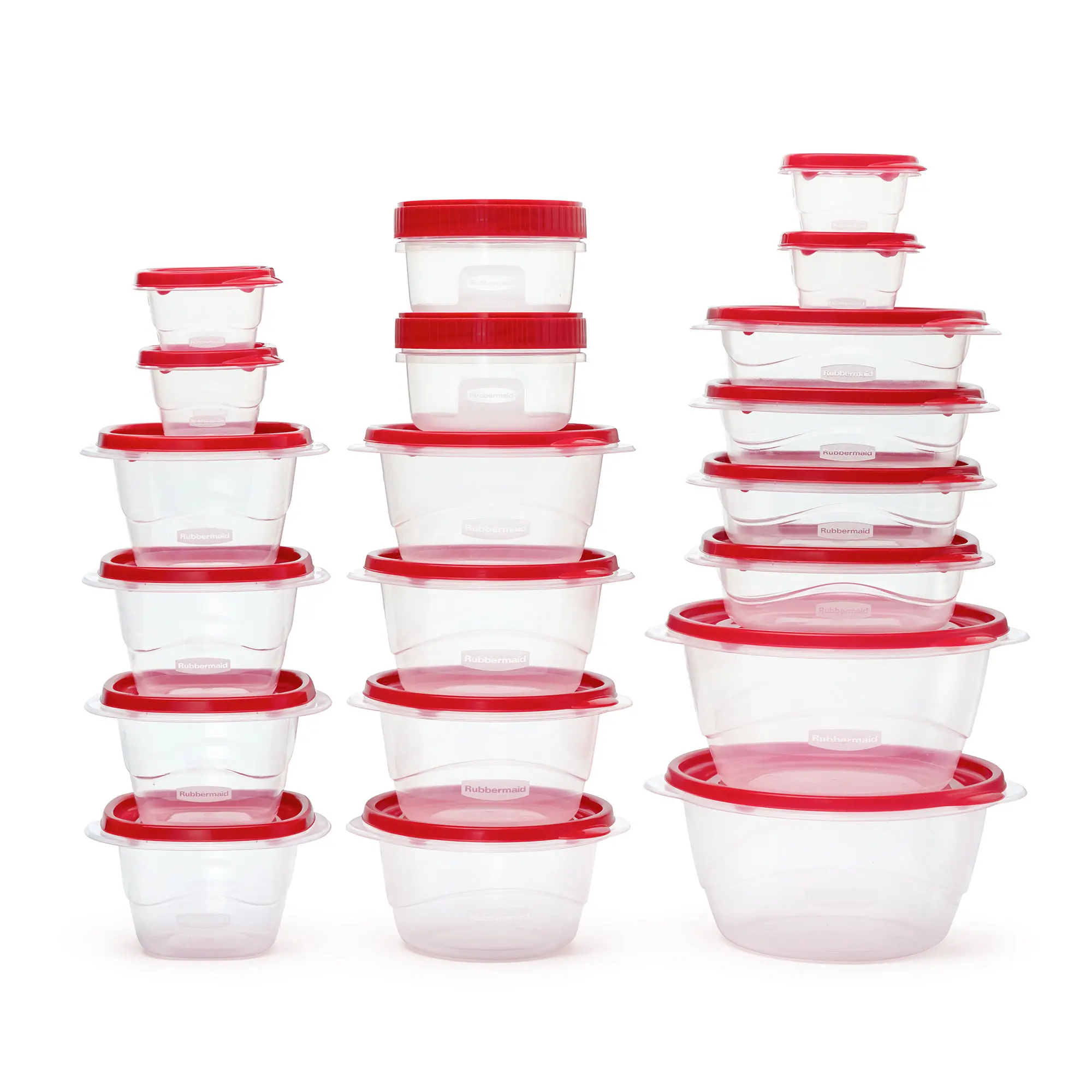 40-Piece Reusable Plastic Sealable Stackable Kitchen Food Storage Containers Set - Red Units with 12.6 Qts Total Capacity for Refrigerator, Snack Storage, Sealable Container, Stackable Containers