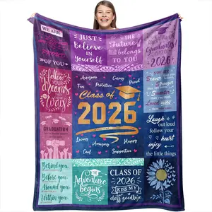 Class of 2026 Throw 50" X 60", 1 Count Soft Cozy 2026 High School College Graduation Gifts for Her Him, Warm Nap Blanket for Dorm Home Office Travel