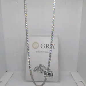 Necklace VVS Moissanite Tennis Chain. 3mm, 24 inches 925 Sterling Silver with Gra Certificate (unisex) valentine Hip Hop Chains