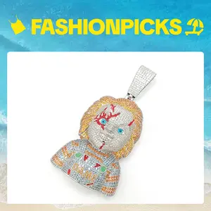 2351 Hustler's Chucky Charm | Premium Iced Out Streetwear Pendant Casual Trendy Jewelry Gothic Witch Jewelry Complimentary shipping Rhinestone Decorated Cross  Summervibes