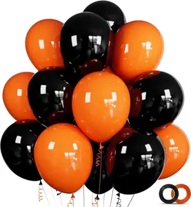 100 Pcs Black and Orange Balloons 12 Inch Latex Balloons Thicken Helium Party Balloons for ,Wedding, Valentines Day Birthday Party Balloon Arch Garland Decoration and Christmas