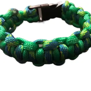 9in Paracord Green/Blue Bracelet with Secure Clasp