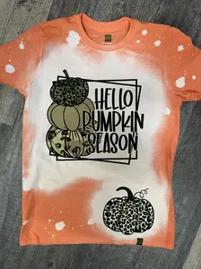 Orange Gildan 65/35 polyester/cotton blend bleached tshirt with sublimation design