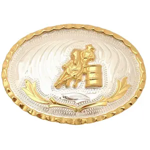 German Silver Barrel Racer Belt Buckle