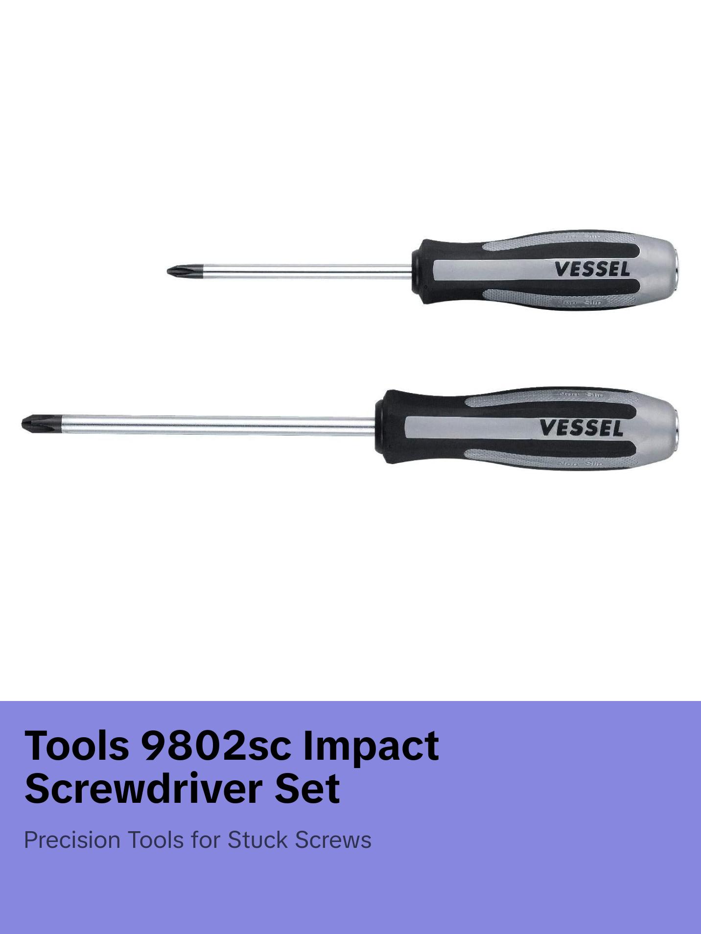 Vessel Tools 9802SC Megadora Impacta Screwdriver Set