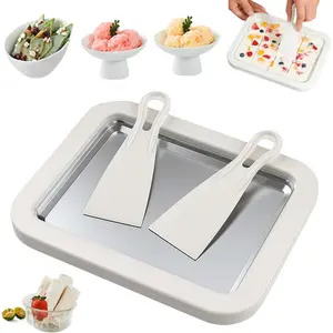 Instant lce cream Maker, At-Home Rolled lceCream Maker Kit, DlY Homemade Sorbet,Instant Freeze Plate with 2 Scrapers, FrozenYogurt tray, Fun Family Activity, Ice Cream Maker Machine