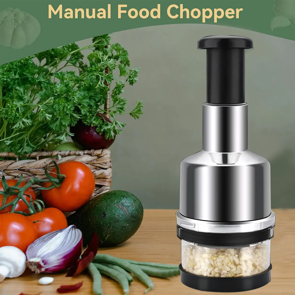 Manual multifunctional stainless steel vegetable slicer, fruit and vegetable slicer, multifunctional kitchen tool (silver)