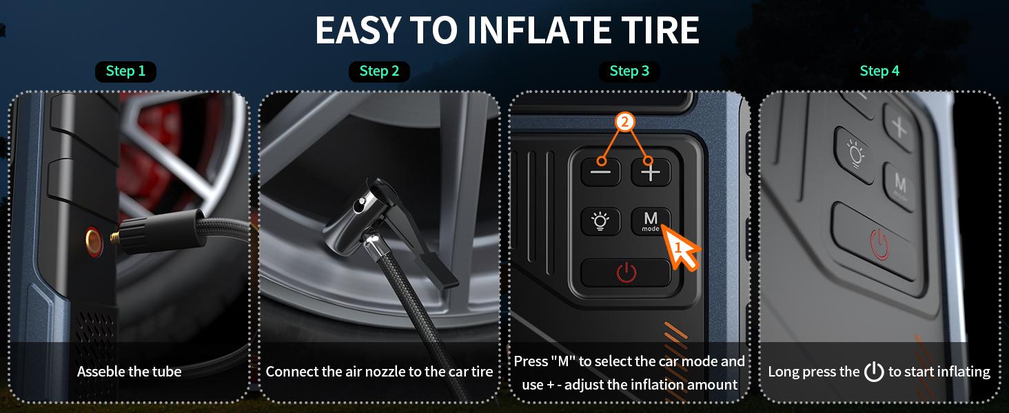 Car Battery Charger Jump Starter with Air Compressor, 3000A Jumper Box for Car Battery Portable Booster Jump Pack, 12V Jumpstart Combo 150PSI Car Tire Inflator Air Pump(Up to 8.0L Gas/6.5L Diesel) Vehicle