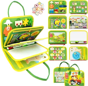 Busy Book for Toddlers 1-3, Farm Toddler Busy Board Montessori Toys for 1 2 3 4 Year Old, Sensory Board Preschool Learning