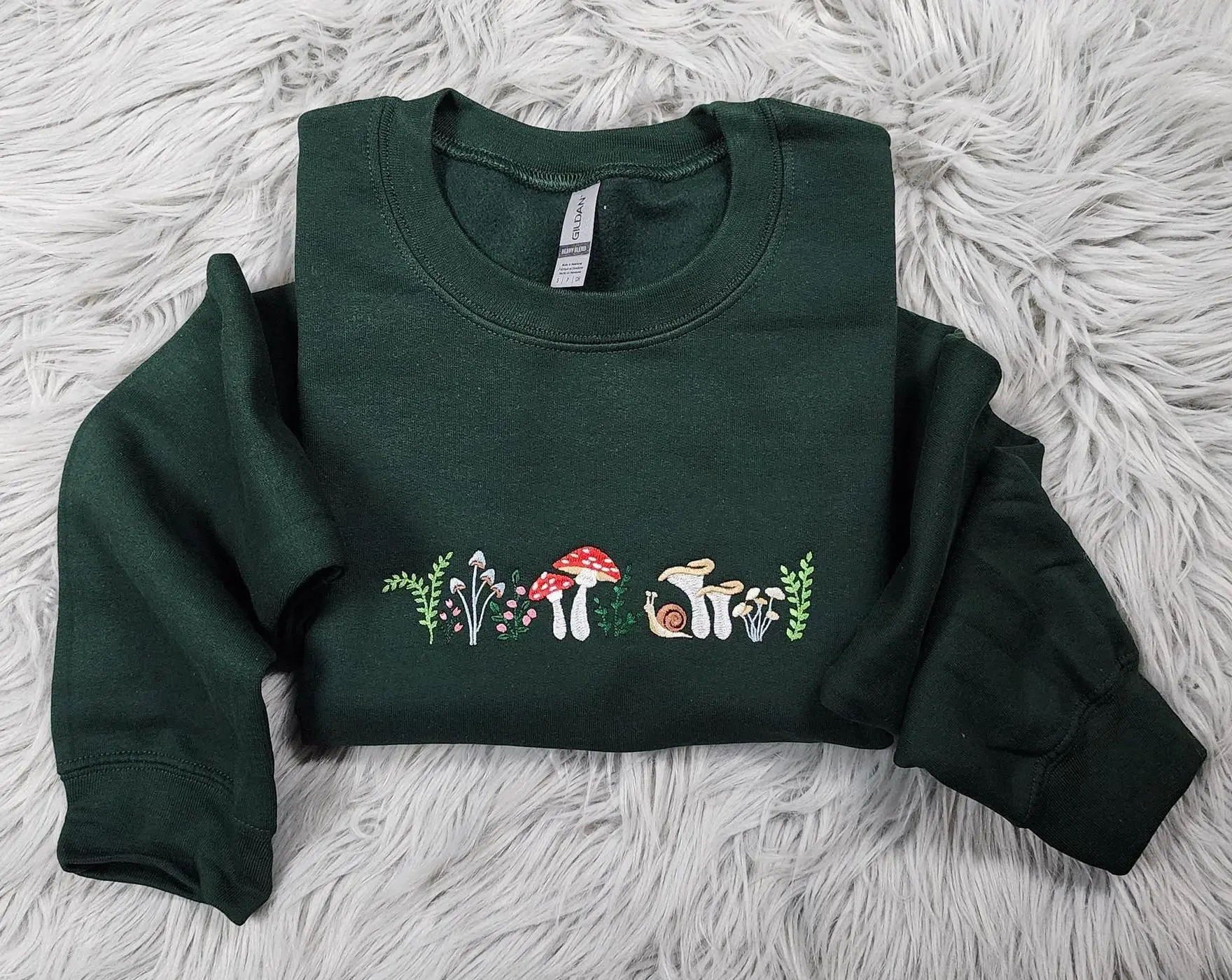 Embroidered Enchanted Mushroom Crewneck Magic Forest Cottagecore Sweatshirt, Gifts For Her