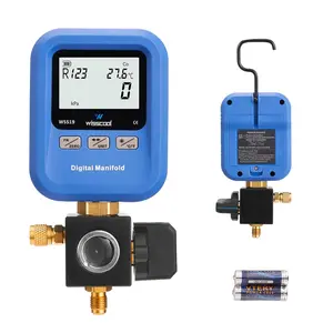 Gauges HVAC, R454B,R22,R134A,R410a,R1234y Pressure Temperature Measure Manifold Gauge with LCD Sight 24 Refrigerants Gauge for AC Charging