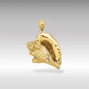 14K Gold Extra Large 3D Conch Shell Pendant - Model K8025