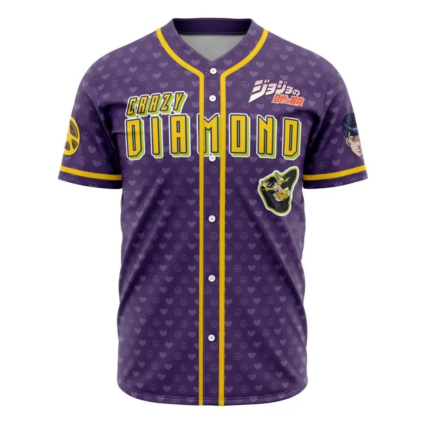 Men's Professional Jojo’s Bizarre Adventure Josuke Shining Diamond Baseball Jersey, Sports & Outdoor Clothing Top