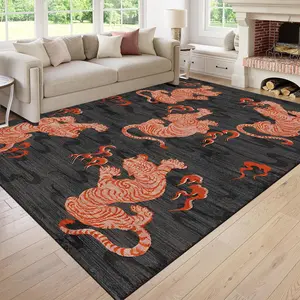 Vintage Tiger Pattern Rug, 1 Count Non-slip Rectangle Soft Floor Mat, Decorative Area Rug for Home Living Room Bedroom, Home Decor