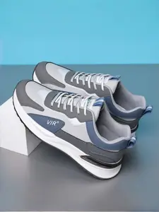 Men's Breathable Mesh Sport Shoes, Trendy Casual Comfortable Dad Sneakers, PU Leather Upper, Rubber Sole, All Seasons, Athletic Sneakers