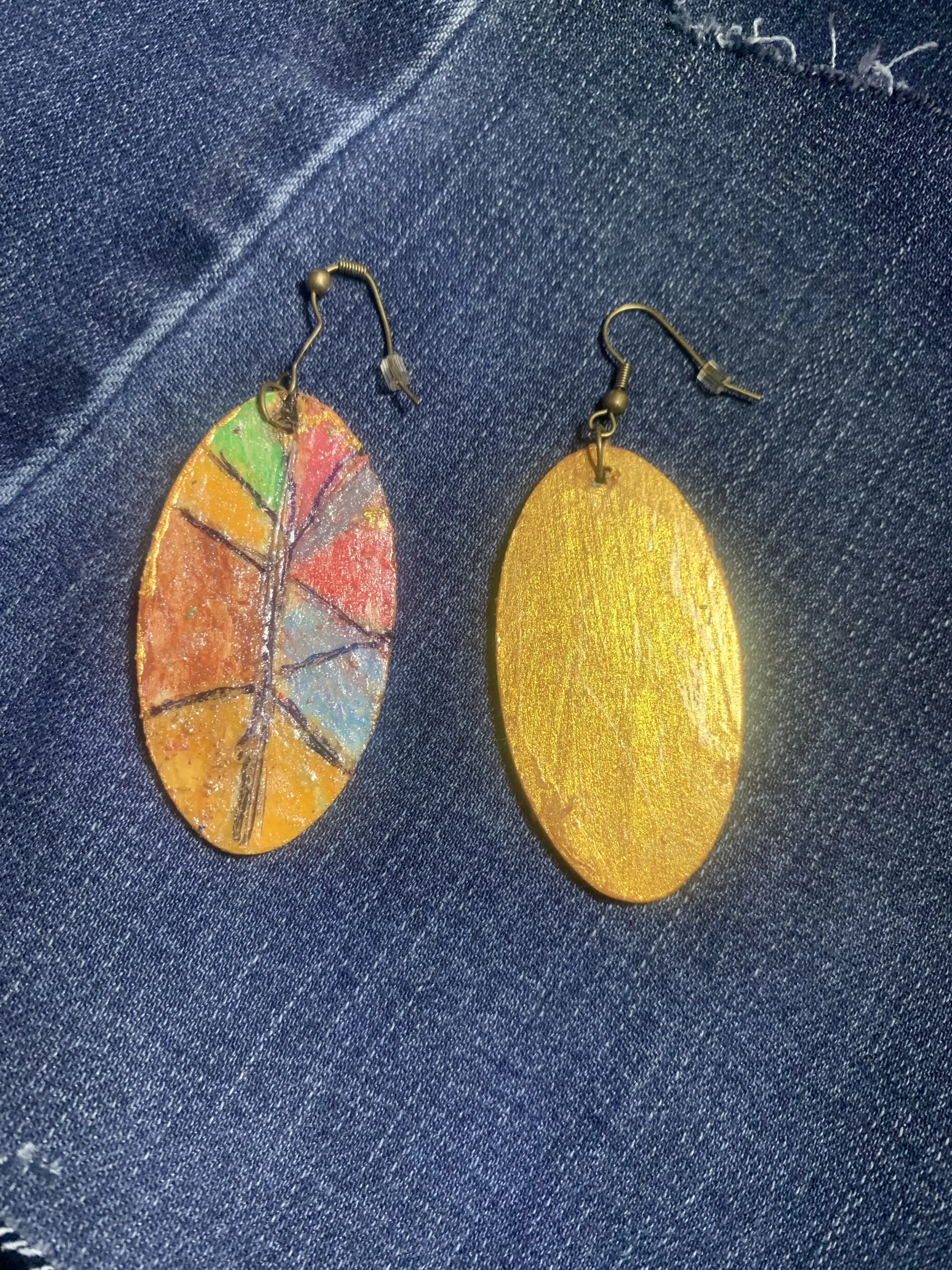 Wooden Tribal Painted Earring