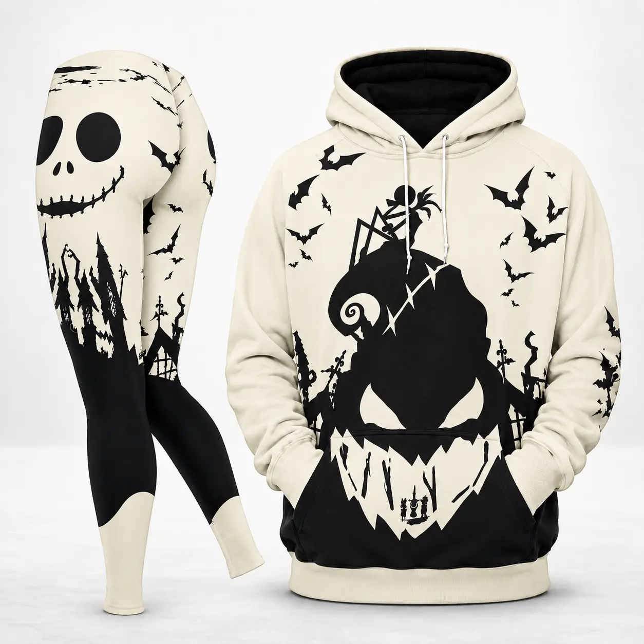 Galaxy Nightmare Hoodie and Leggings Set 2026, Halloween Cream Hoodie Leggings Outfit, Women's 3D Graphic Pullover Sweatshirt, Spooky Fall Gift