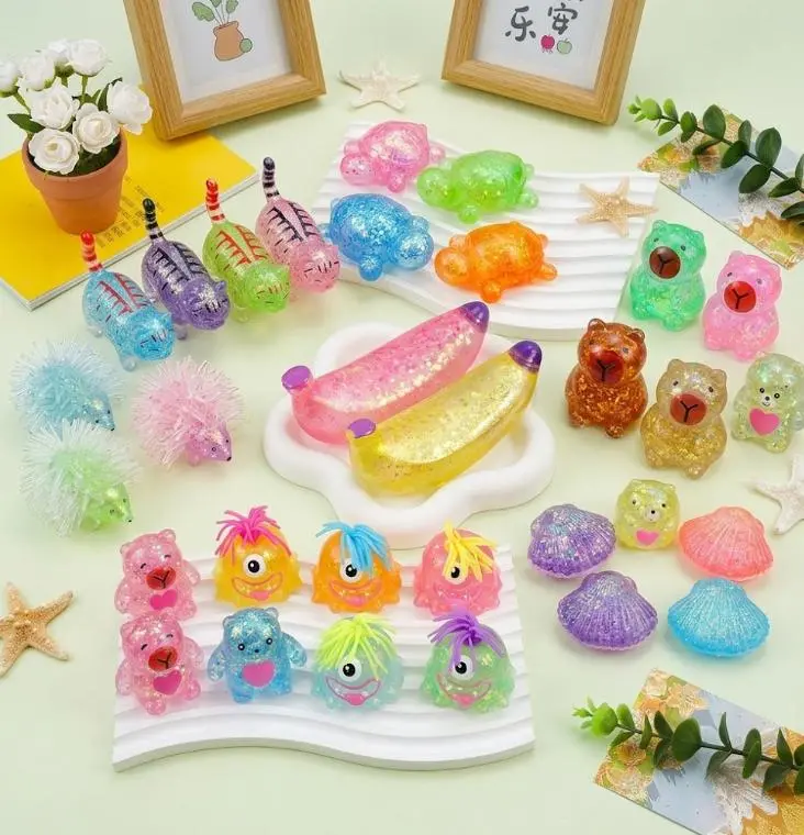 Satisfying Maltose Squishy Stress Relief Toy | Cute Glitter Animal & Fruit Slow Rising Squeeze Toy | Sensory Fidget Toy for Anxiety, ADHD & Office Desk Decor