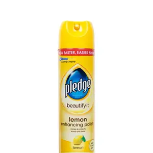 Pledge Orange Furniture Polish 14.2 oz - Enhances Shine & Protects Wood - Lemon Scent - Faster Easier Shine