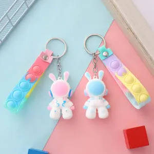 Space Rabbit Cartoon Hook Pendant PVC Keychain 10cm Popit Accessory for Backpacks & Gifts 3.3cm Astronaut Charm