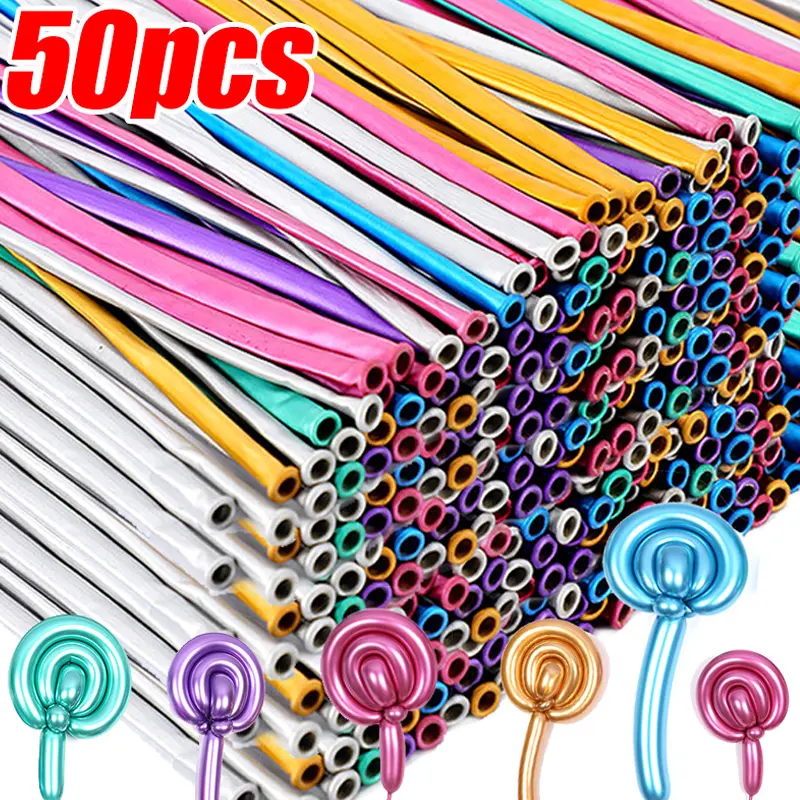 Metallic Shine Chrome Latex Balloons, 120cm-140cm Thick Long-Shape Mixed Color (50/20/10pcs) - 30cm Option, Magic Glossy Air Balls for Birthday, Wedding Decoration - Home Festive Party Supplies