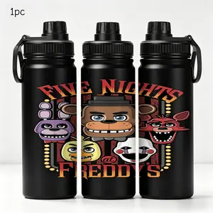 1pc 20oz Stainless Steel Insulated Water Bottle, Five Nights at Freddy's High-Value Sports Water Bottle with Handle, Suitable for Outdoor and Indoor Fitness, Personalized Gift for Birthdays/Holidays