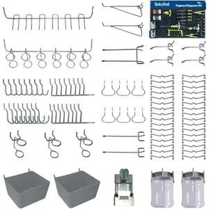 Pegboard Kit 90PCS - Set for & Workshop Organization, Wall Hanger Holder with Locks, No Needed, Accessories