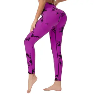 Tie Dye Workout Leggings for Women with Butt Scrunch - High Waisted Seamless Yoga Pants, Tummy Control Gym Tights front seam Men's Style Sweatpants Women's Pants with Pocket Oversized Waisted Capri Leggings High-Waist Yoga Capris with Pockets Fleece-Lined