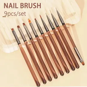 9PCS Nail Brush Liner Set for DIY Painting Manicure Acrylic Drawing Tools Essential for Nail Art Design & Tip Display