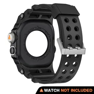 Suitisbest 49mm Protective Case with Band (Watch Not Included)  – Durable TPU Metal Shockproof Cover Compatible with Apple Watch Ultra 1/2/3, Men’s Sport Strap