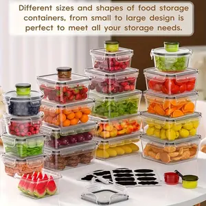 48 Pcs Airtight Food Storage Containers Plastic Easy-to-Secure Lids Fresh Keeping Set with Labels Marker for Kitchen Pantry Outdoor Picnic
