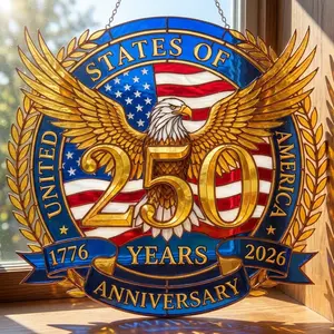250 Years Of America Eagle Suncatcher Patriotic Window Hanging Decor USA 1776 2026 Acrylic Sun Catcher Independence Day Ornament Bald Eagle Flag Decor Fourth Of July Gift Americana Window Art Patriotic Home Decor Veteran Family Gift Sun Catcher Ornament