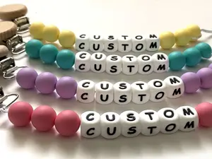 $10 Personalized Beechwood Paci Clips - Customizable Design (Macaron Collection)