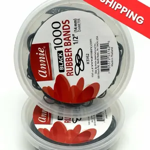 2 Pack Annie Black Rubber Band 1000 Count 1/2”Rubber Band Bundle -Shipping