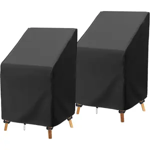 Outdoor Stackable Chair Covers   High  Patio Chair Cover Heavy Duty Stack Outdoor Chair Covers Fits for 4-6 Stackable Dining Chairs, 28" W x 36" D x " H - 1 Pack
