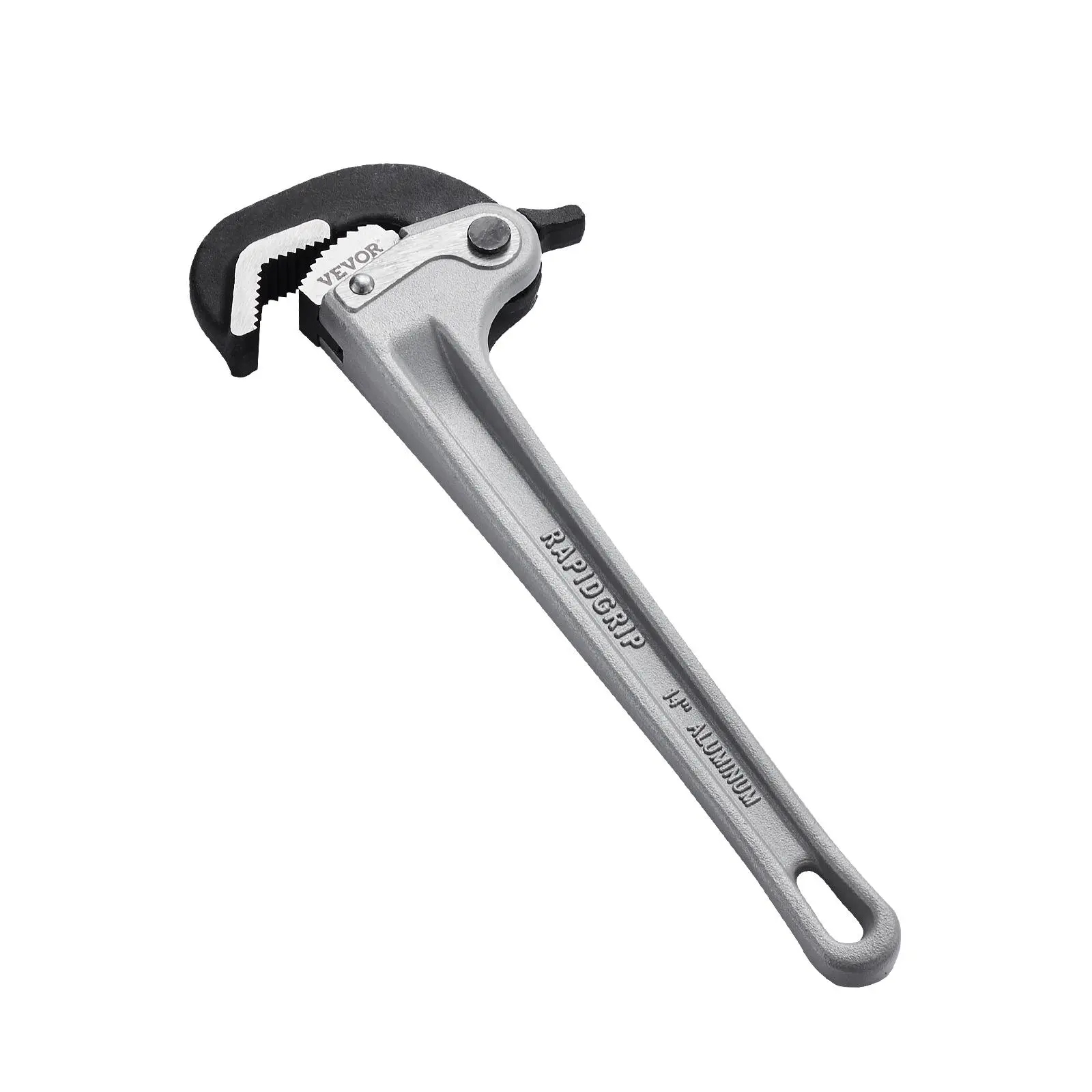 【summerfinds】VEVOR Pipe Wrench, 14" Aluminum Straight Pipe Wrench, Automatic Jaw Adjustment, Adjustable Plumbing Wrench, Easy to Carry, Ergonomic Handle, Hangable Design, for Water Pipes, Automotive Repairs