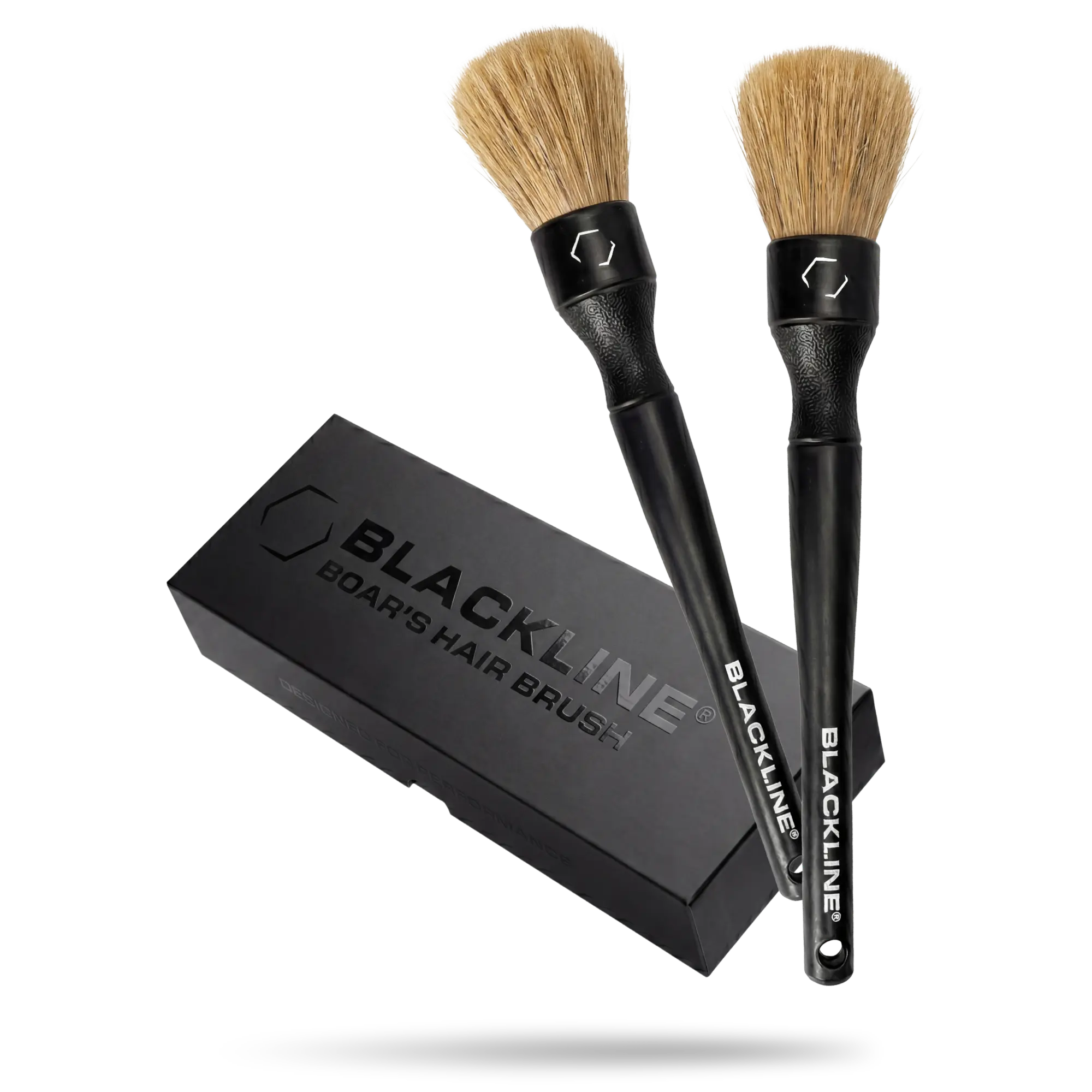 BLACKLINE Natural Hairs Boars Hair Brush Set - 2-Pack Car Detailing Tools, Auto Detailing Supplies, Scratch-Free Brushes for Wheel, Vent Cleaning, Built for Repeated Use