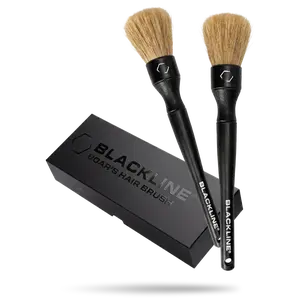 BLACKLINE Boars Hair Detail Brush Set – 2 Pack Boars Hair Detail Brushes for Scratch-Free Cleaning, Wheel, Vent, and Trim Cleaning