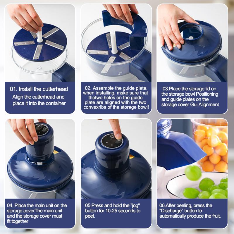 Electric peeler, automatic peeling tool, rechargeable home commercial outdoor smart peeler, suitable for grapes, garlic, tomatoes, potatoes,Type-C charging, kitchen gadgets， cherries, easy to clean, quick peeling