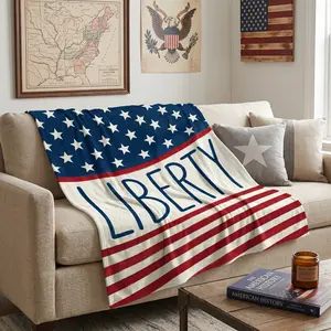 "LIBERTY" Patriotic Throw Blanket | Soft Plush 4th of July American Flag Blanket for Independence Day, Gift Giving, Couch, Bed, Camping & Pet Use 0522Y8