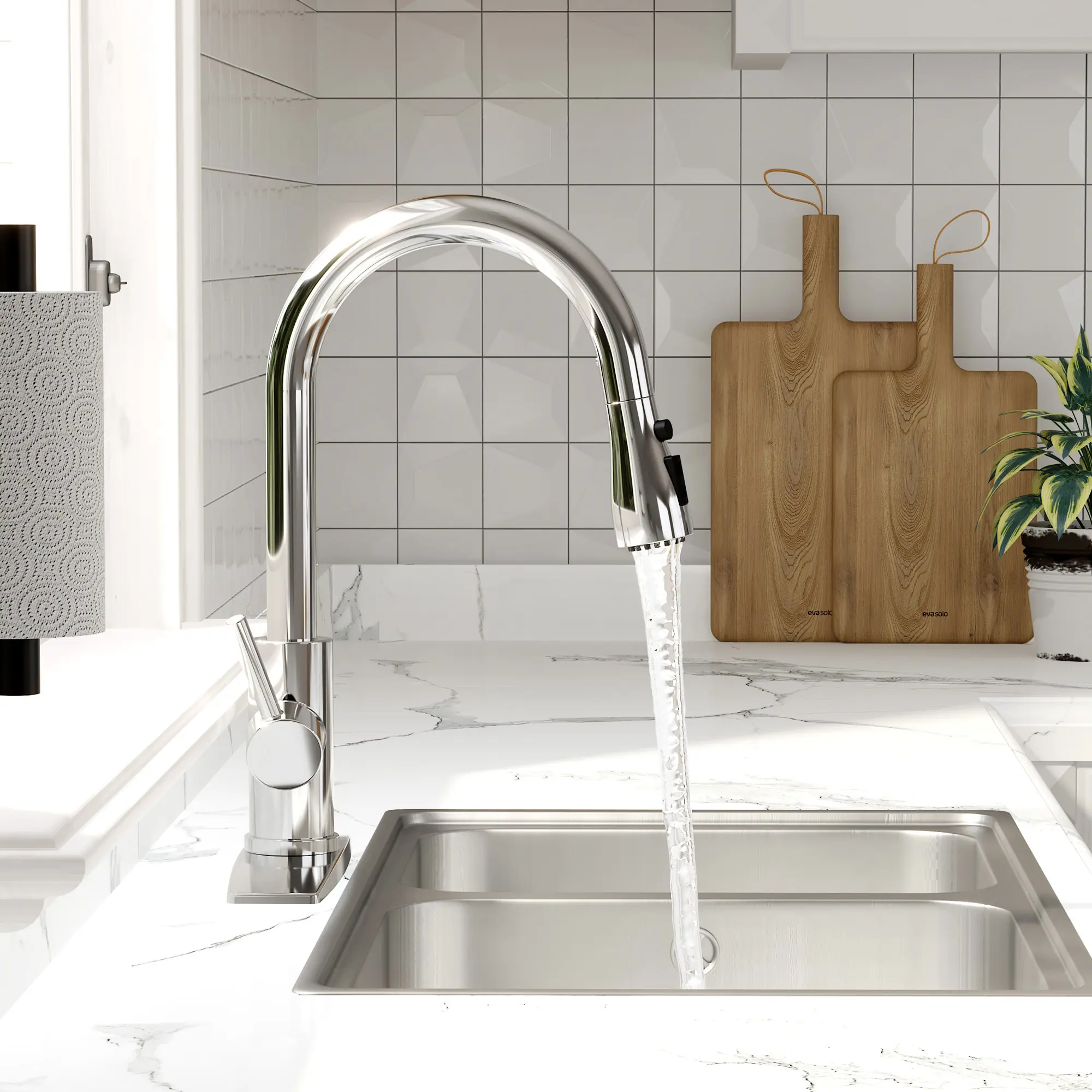 FORIOUS With Pull Down Sprayer Chrome Kitchen Faucet Stainless Steel 360 Rotation Sink Faucet Single Handle Pull Out Bathroom Kitchen Faucet homedecor