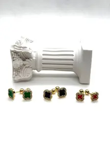 Mini Flower Stud Earrings-Color Collection - Gold Plated