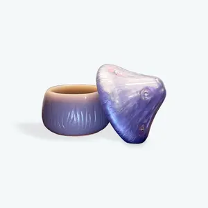 BABES2BAKED Resin Handmade Stash Jar 2 Pc Mushroom Theme Purple & Blue Decorative Storage Container