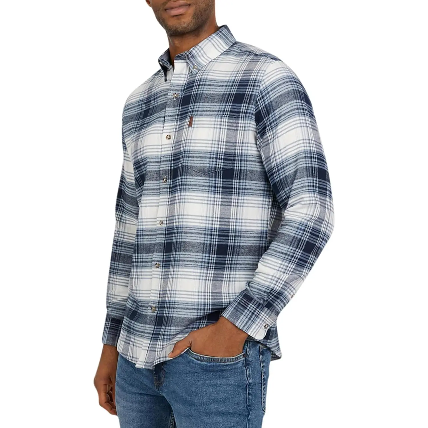 Chaps Men's Classic Fit Long Sleeve Button-Down Stretch Flannel Casual Woven Shirt (S-2XL) with Plush Fabric, Functional Pocket, and Tapered Hem - Versatile for Jeans Pairing, Traditional
