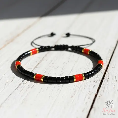Sofia Unisex Natural Black Onyx Barrel-Shape Crystal Bracelet, Handmade Dainty Minimalist Healing Jewelry, Daily Wear Gift for Adults, Natural Crystal Bracelets & Anklets Collection