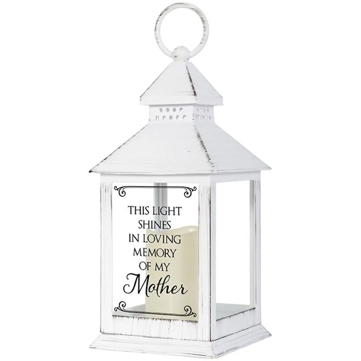 Carson Home Accents 256111 Decorative Hanging Lantern, 11" x 4" x 4", 0.9 lbs, In Loving Memory of My Mother Design, with LED Light Candle & Timer, Home Supplies Candle Holder