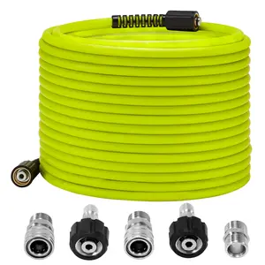 M MINGLE 50 FT x 1/4" High-Pressure Washer Hose, 3600PSI High-Pressure Performance Replacement Hose with Easy Attachment, M22 14mm Stainless Steel Connector Quick Connect Adapter Sets, Father's Day Gift